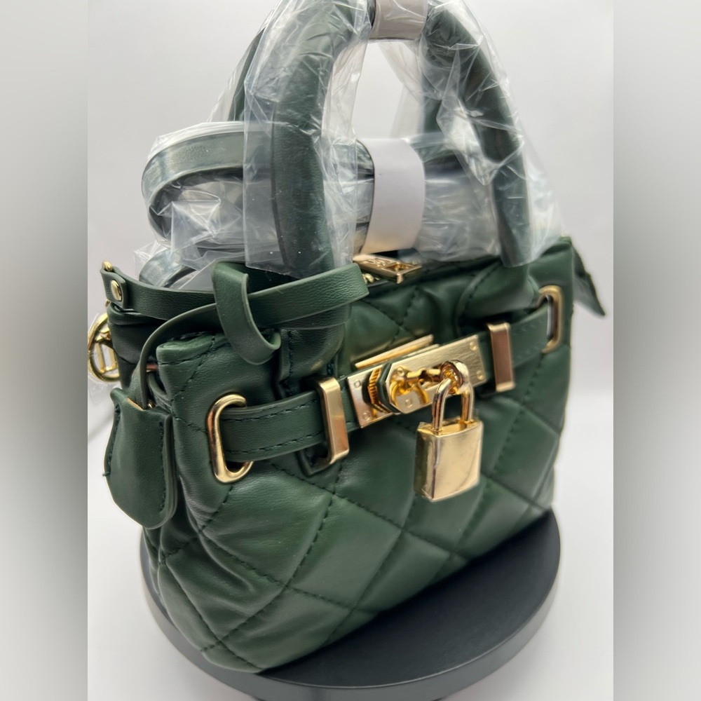Badgley Mischka Mini Diamond Quilted Tote with Front Lock Vegan Leather …